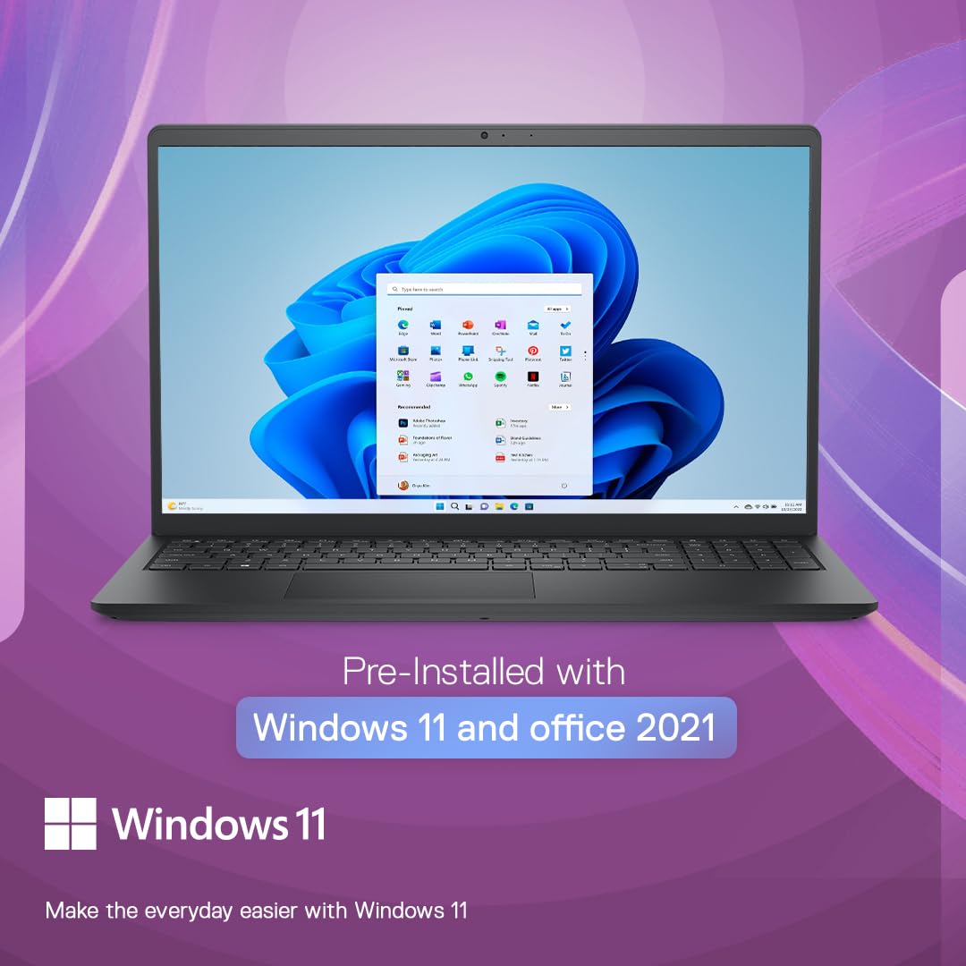 Dell Inspiron 3520 Laptop, 12th Gen Intel Core i5-1235U Processor, 8GB, 512GB SSD, 15.6 (39.62Cms) FHD Display- 3 Side Narrow Border, Win 11 + MSO'21, 2 Tuned Speakers, Black, Thin & Light-1.65Kg (OPENBOX)