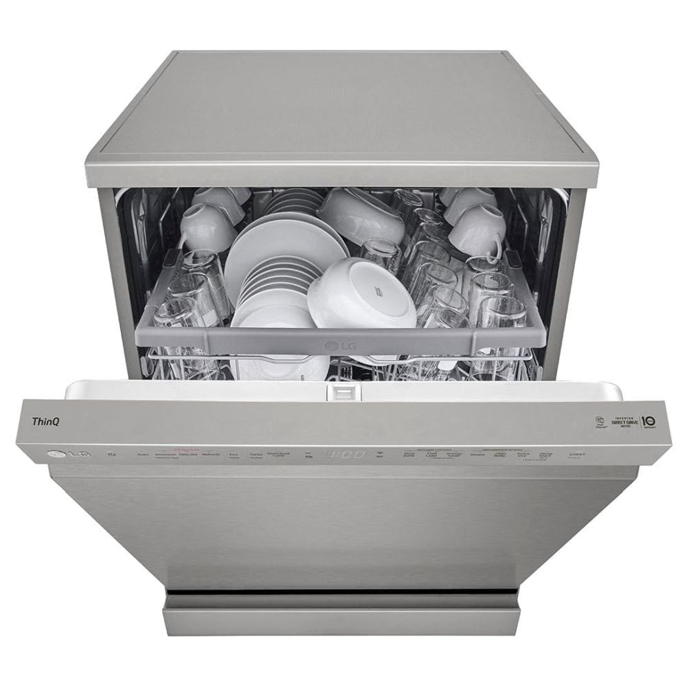 LG 14 Place Dishwasher, WiFi Enabled, True Steam, Quadwash, Inverter Direct Drive Technology, 4 washing arms, Silver (DFB532FP) - OPEN BOX