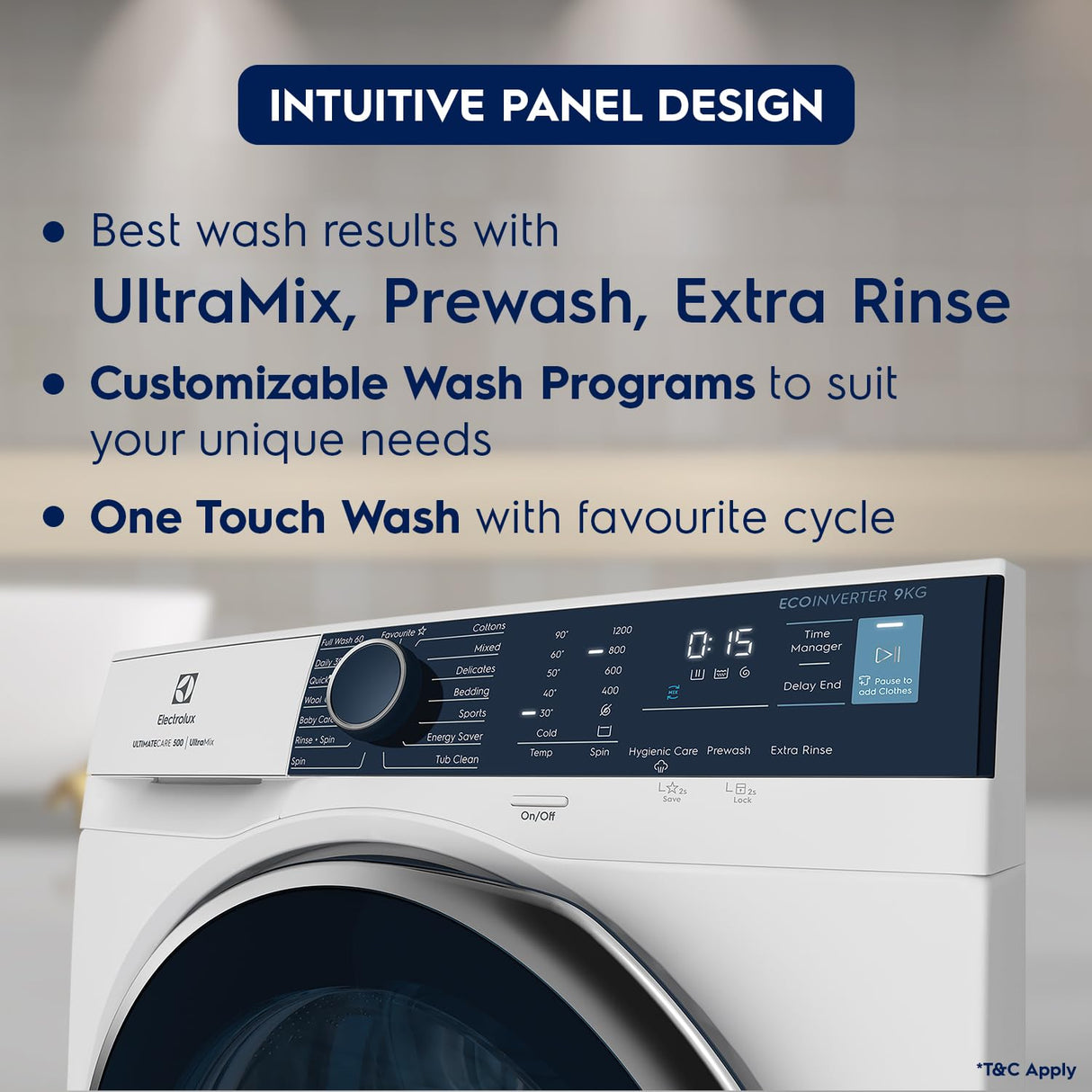 Electrolux 9kg 5 Star Fully Automatic Front Load Washing Machine with UltraMix, Full Load Vapour Wash for Sustainable Clothing, Hygienic Care, EcoInverter, White, UltimateCare 500, EWF9024R5WB (OPENBOX)