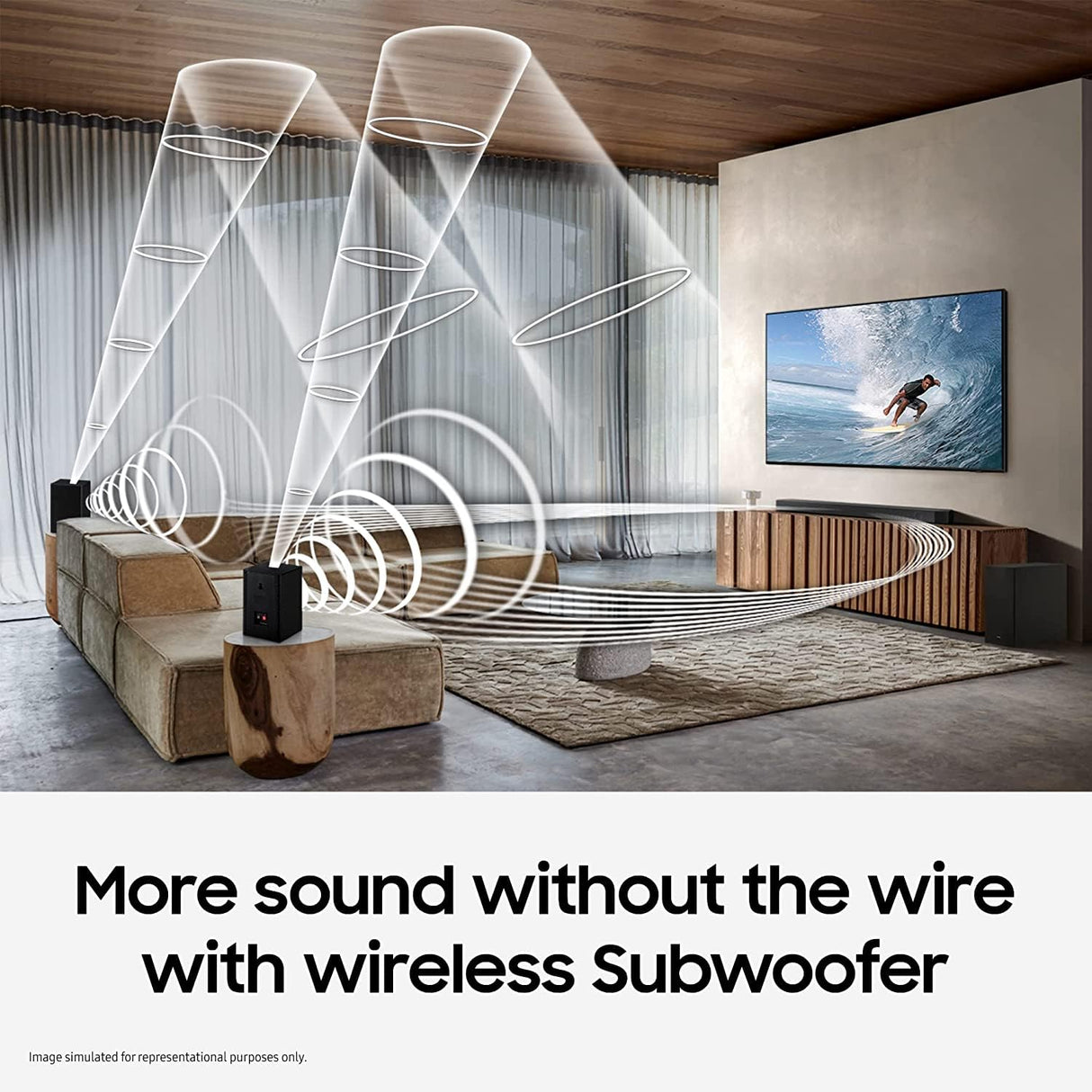 Samsung Q-Symphony Soundbar (HW-Q600C/XL), USB, Bluetooth with 3.1.2 Channel, Wireless Subwoofer, and 2 Up-Firing Speakers, Dolby Atmos Music (Black) (OPENBOX)