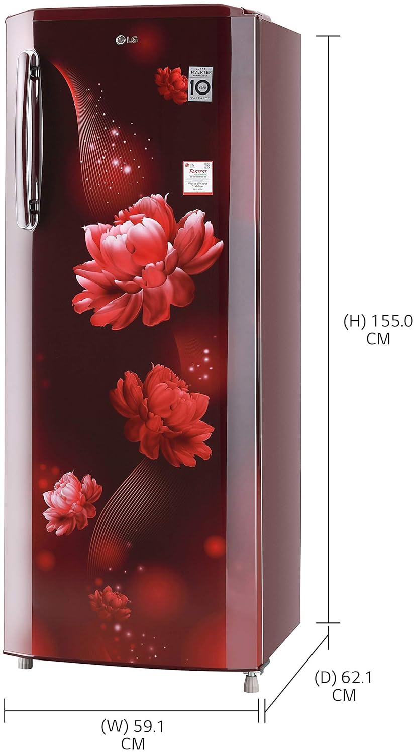 LG 270 Litres 3 Star Direct Cool Single Door Refrigerator (Model: GL-B281BSCX, Scarlet Charm) (OPENBOX)