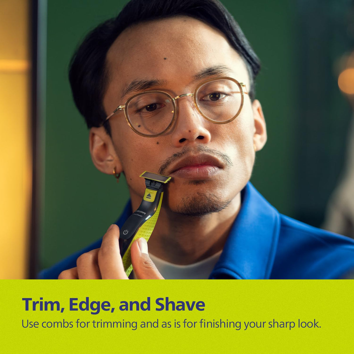 Philips OneBlade Hybrid Trimmer & Shaver | Zero Trim in One Stroke | 2x Powerful Motor | No Skin Irritation as Blade Never Touches Skin| Dual Protection Technology | Designed for Alpha Men | QP2724/10 (OPENBOX)