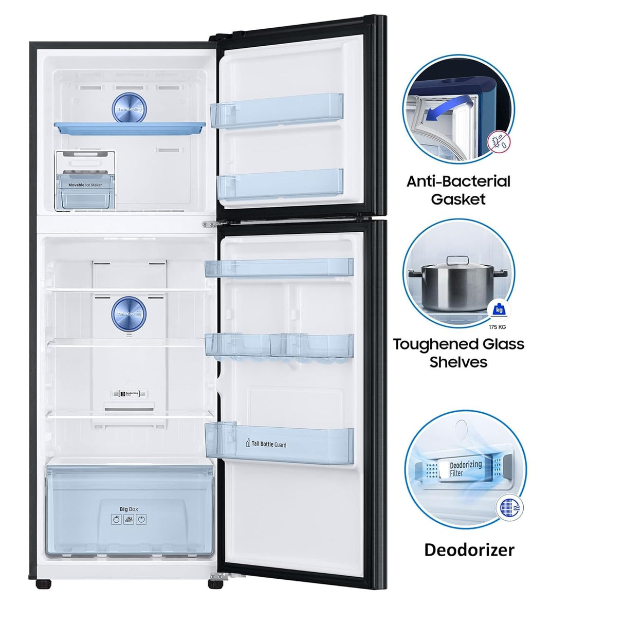 Samsung 301L 3 Star Convertible 5 In 1 Digital Inverter Frost-Free Double Door Refrigerator (RT34C4523BX/HL, Luxe Black) (OPENBOX)