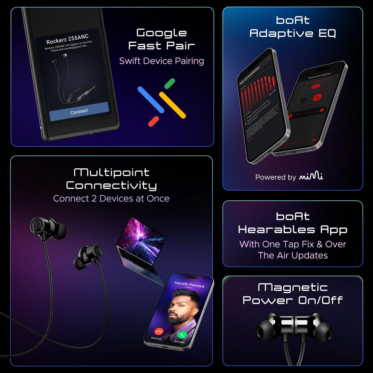 boAt Rockerz 255 ANC Neckband (Black) (OPENBOX)