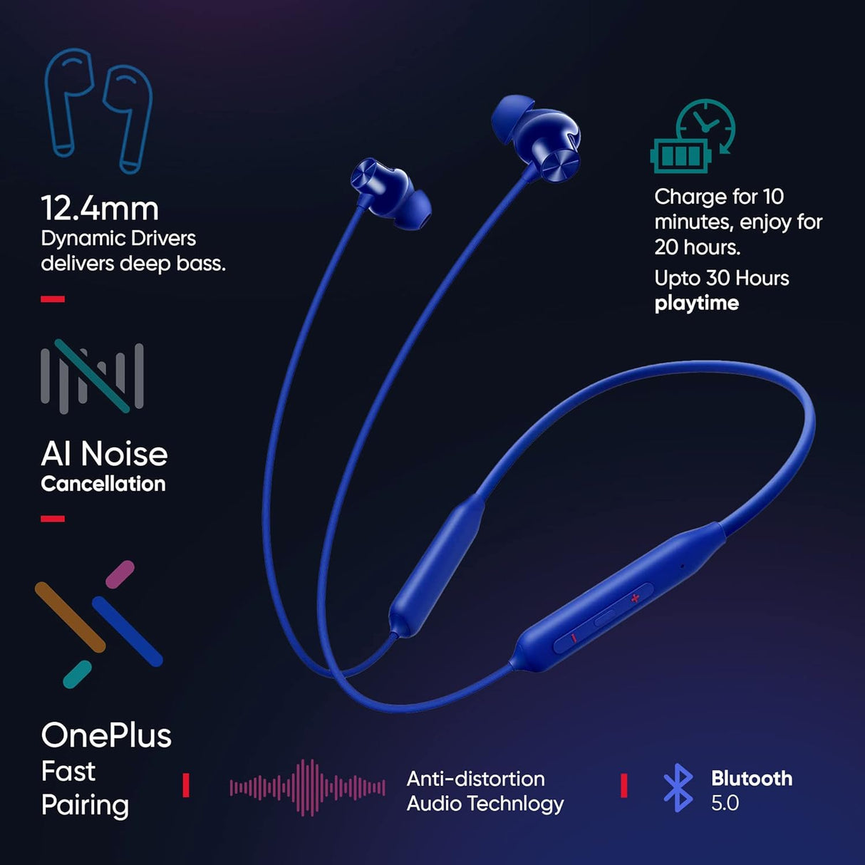 OnePlus Bullets Wireless Z2 (Blue) (OPENBOX)