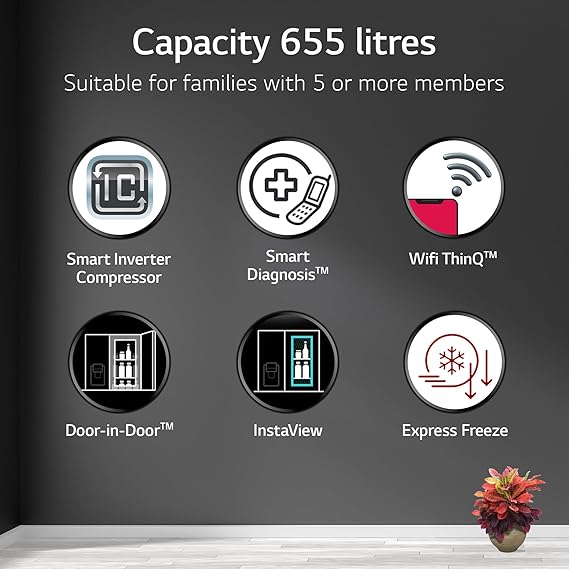 LG 655 Litres Frost-Free Inverter Compressor Wi-Fi Side-By-Side Door Refrigerator (GL-Q257BBSX) (OPENBOX)