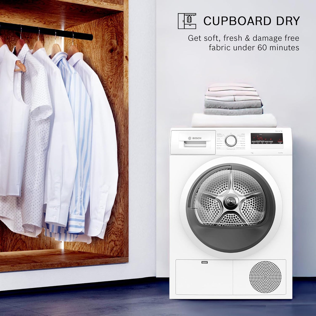 BOSCH 7 kg with 99.9% Dry Clothes Dryer with In-built Heater White (WTN86203IN) (OPENBOX)