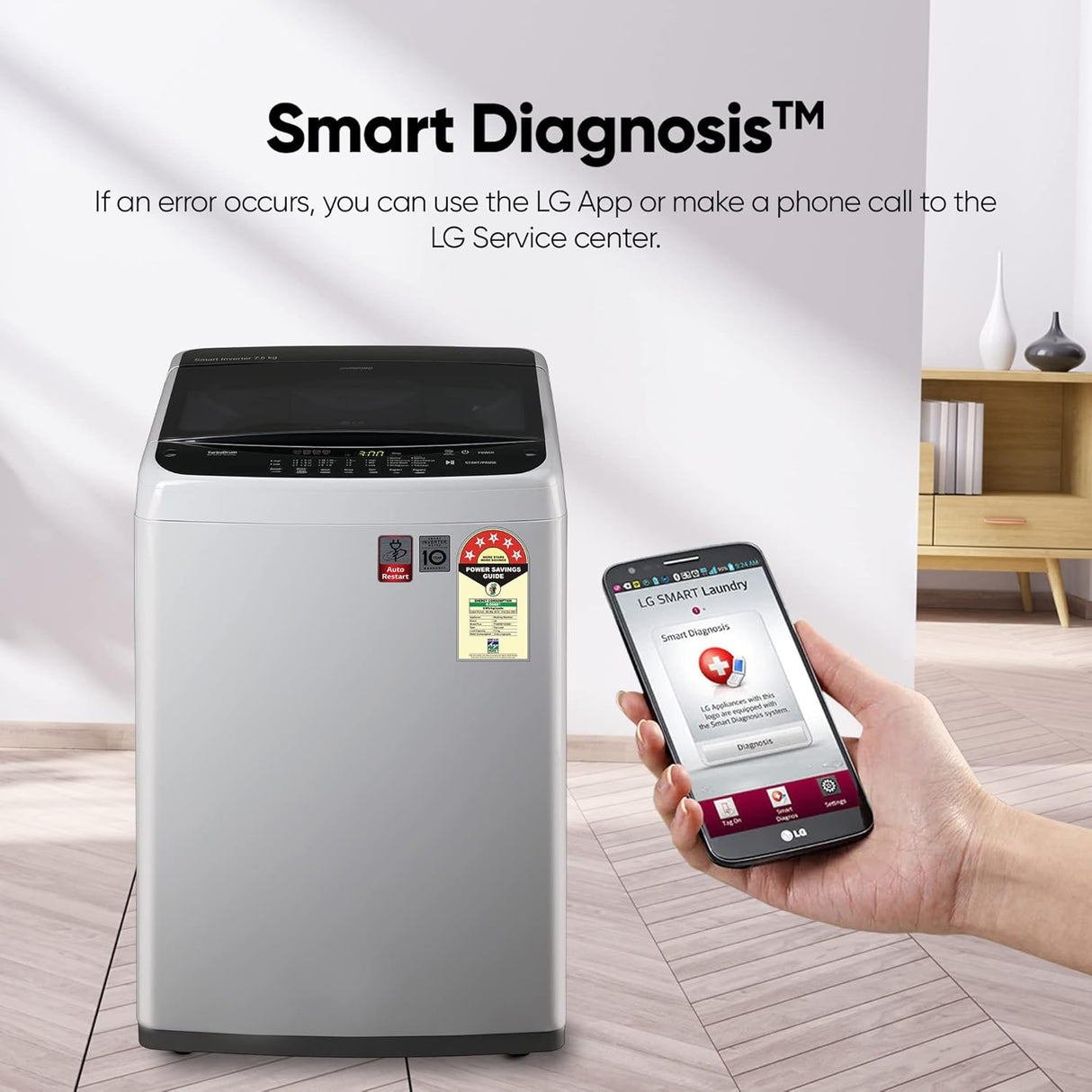 LG 7.5 kg 5 Star Inverter Fully Automatic Top Load Washing Machine (T75SKSF1Z.ASFQEIL, TurboDrum, Middle Free Silver) (OPENBOX)