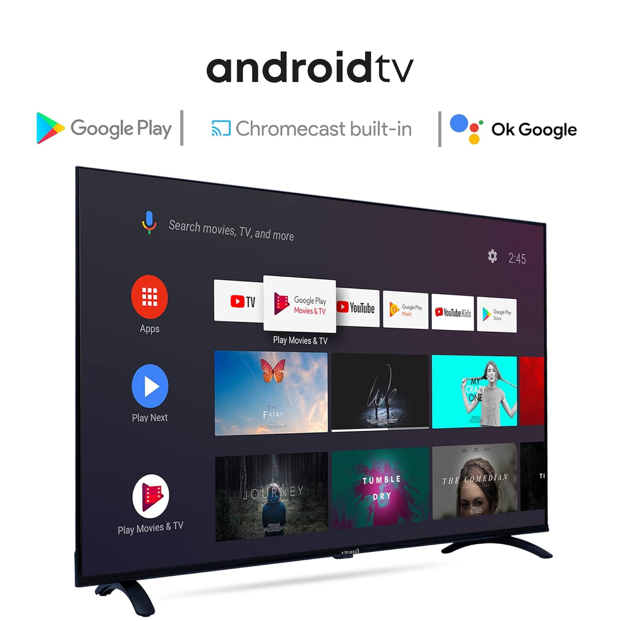 Croma 109 cm (43 Inches) 4K Ultra HD Certified Android Smart LED TV CREL043UOA024601 (Black) (OPENBOX)