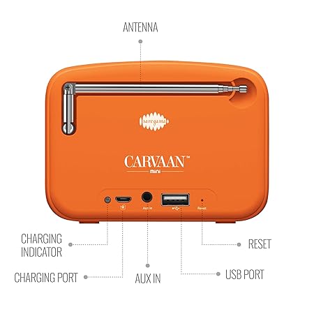 Carvaan Saregama Mini 2.0 Bhakti- Music Player with Bluetooth/FM/AM/AUX (Orange) (OPENBOX)