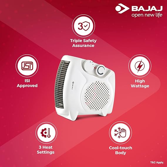 BAJAJ Majesty RX10 2000W Fan Room Heater with Automatic Thermal Cutout (OPENBOX)