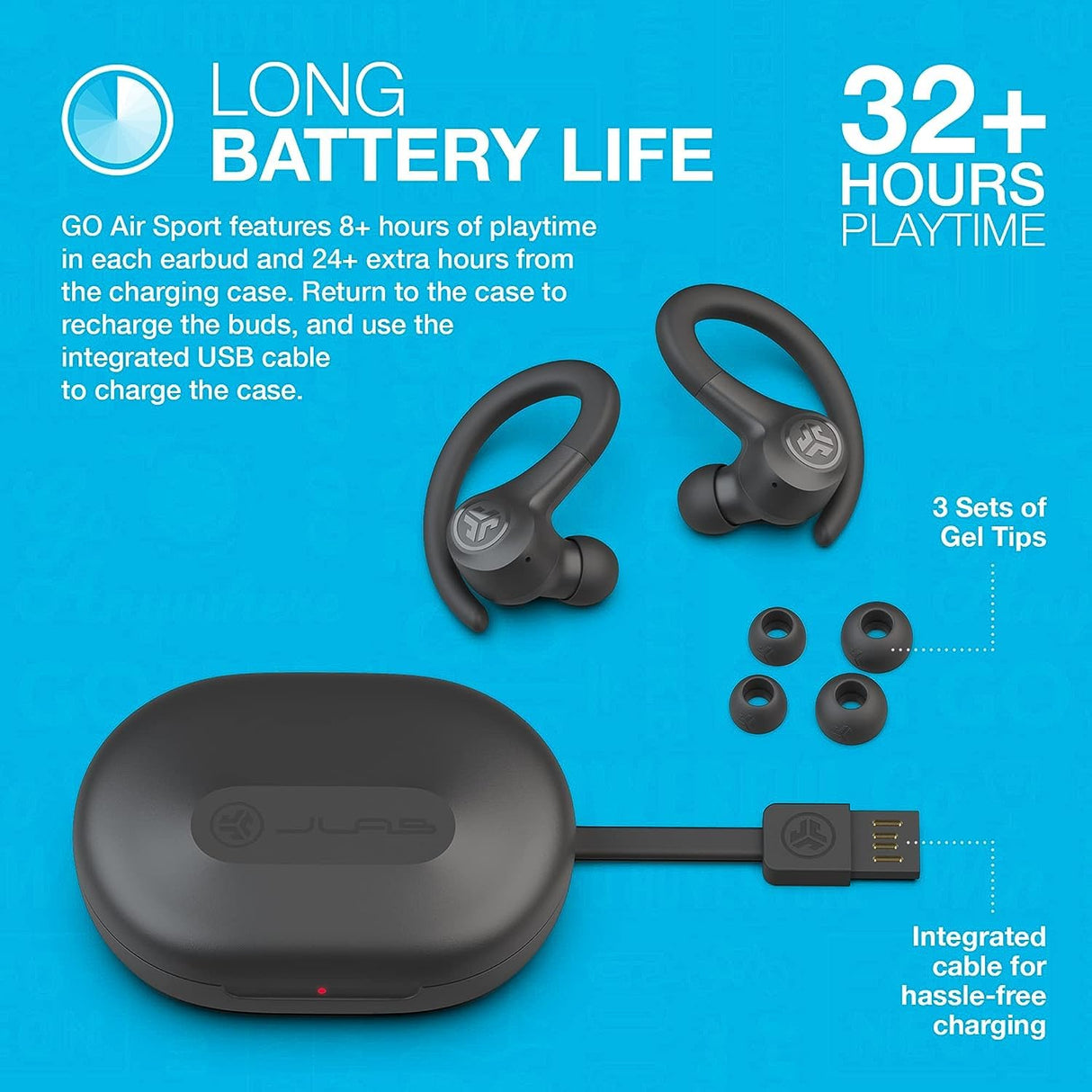 JLab Go Air Sport TWS Earbuds (Graphite) (OPENBOX)