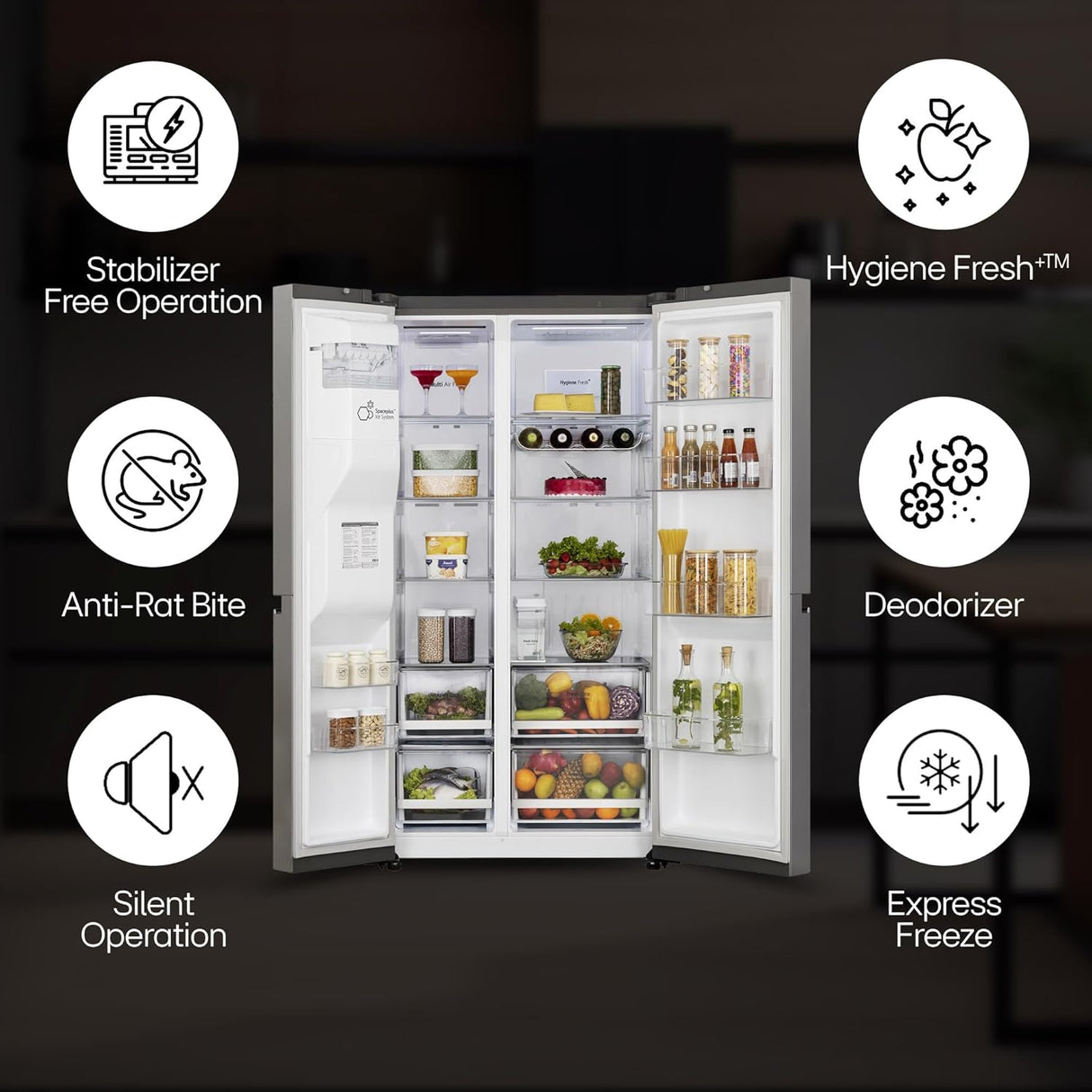 LG 630 Litres 3 Star Frost Free Side by Side Door Smart Wifi Enabled Refrigerator with Multi Air Flow (GL-L257CPZ3, Shiny Steel) (OPENBOX)