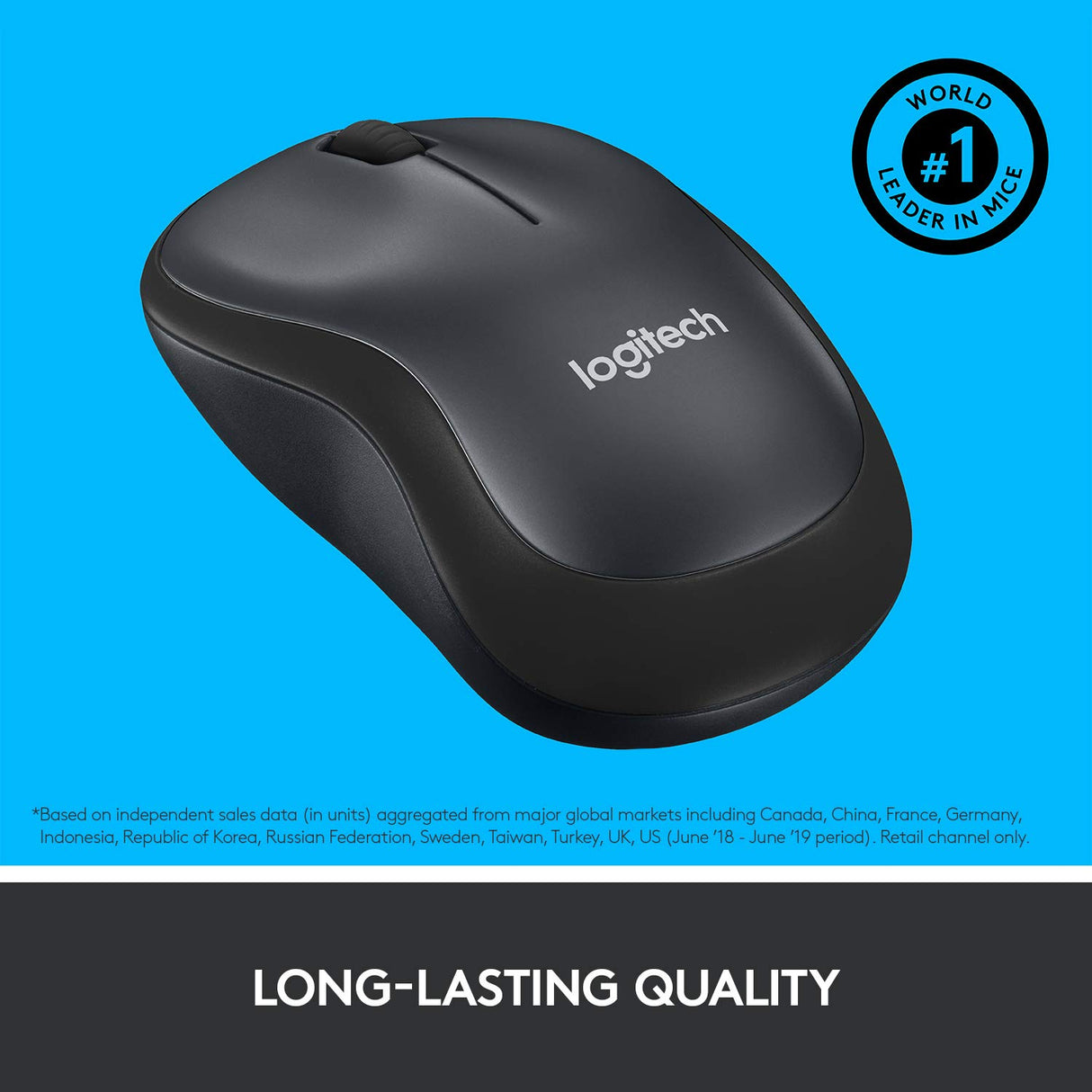 Logitech M221 Wireless Mouse, Silent Buttons, 2.4 GHz with USB Mini Receiver, 1000 DPI Optical Tracking, 18-Month Battery Life, Ambidextrous PC/Mac/Laptop - Charcoal Grey (OPENBOX)