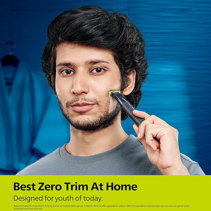 Philips One Blade Face Hybrid Trimmer & Shaver for Men| Best Zero Trim For Face| No Skin Irritation as Blade Never Touches Skin| Dual Protection Technology| Designed for GenZ|2year Warranty,QP1424/10 (OPENBOX)