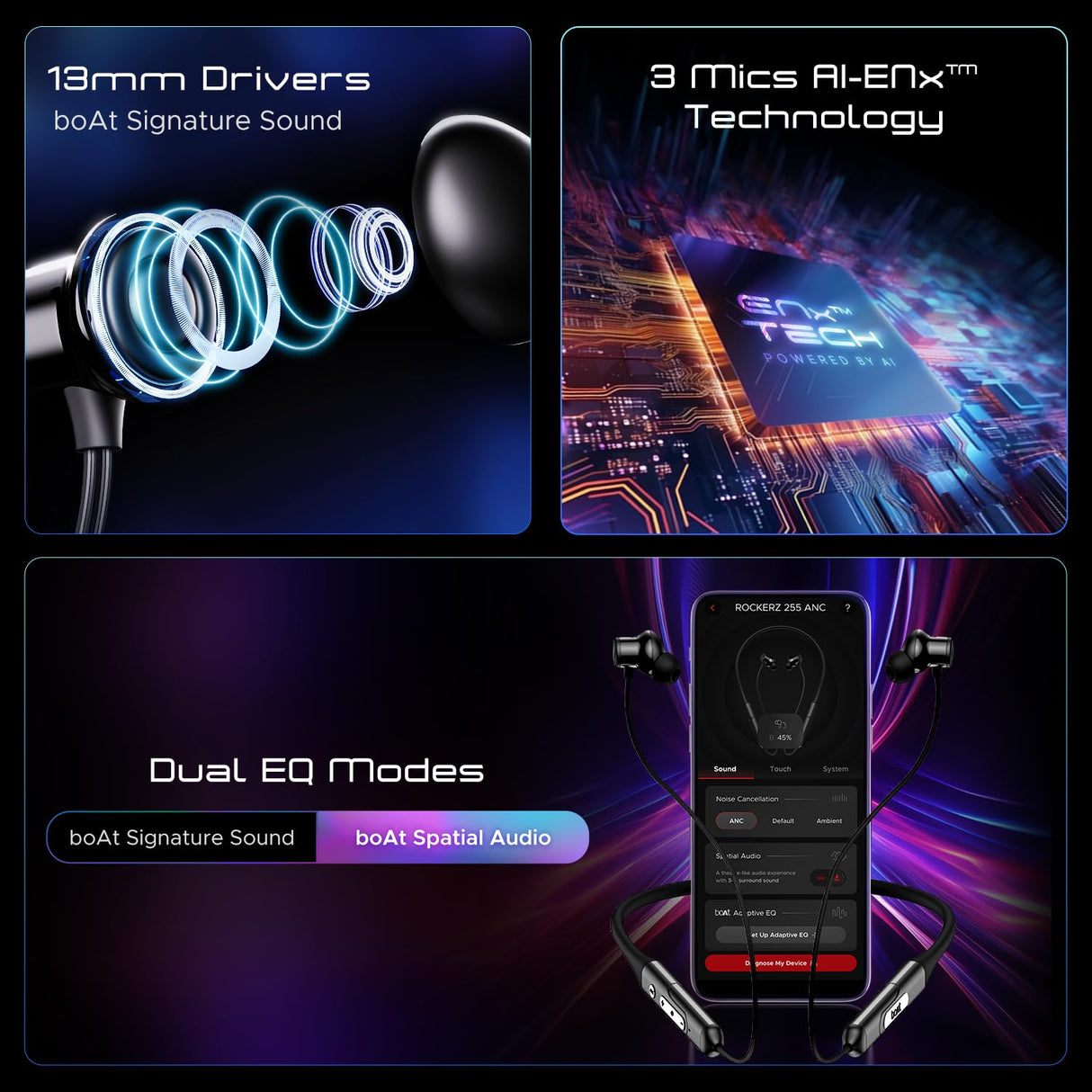 boAt Rockerz 255 ANC Neckband (Black) (OPENBOX)