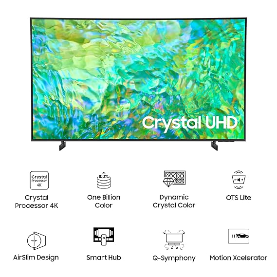 SAMSUNG 138 cm (55 inch) Crystal 4K Ultra HD LED Smart TV (UA55CU8000, Black) (OPENBOX)