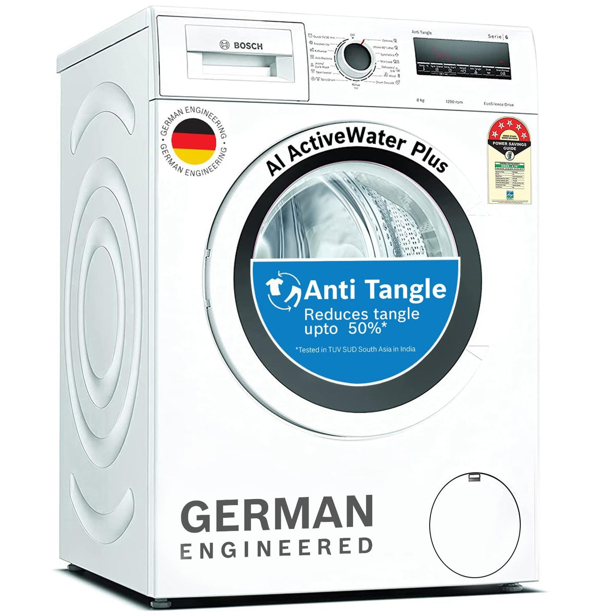 Bosch 8 kg 5 Star Fully-Automatic Front Loading Washing Machine (WAJ2426AIN, White, AI active water plus, In-Built Heater) - OPEN BOX