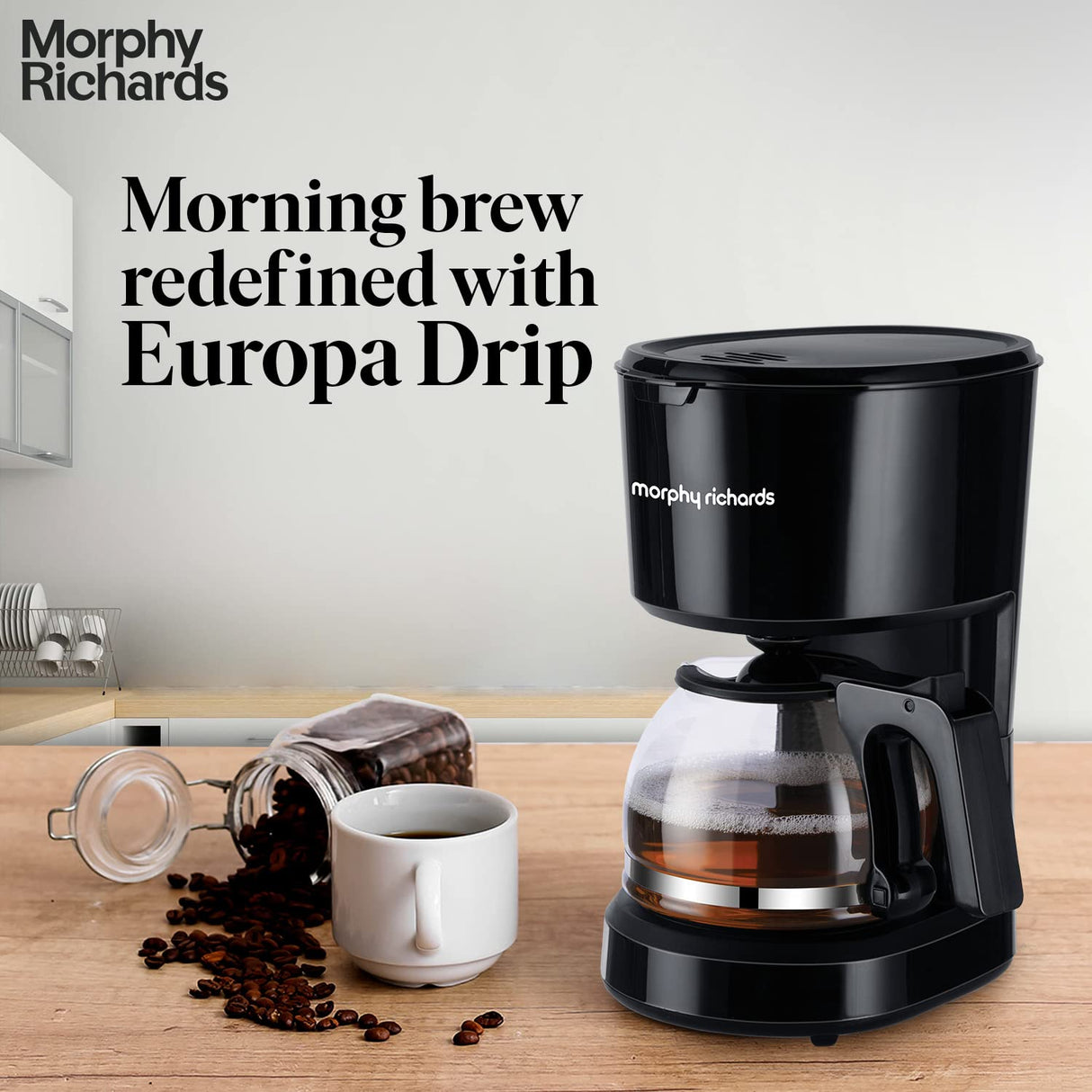 Morphy Richards Europa Drip Espresso Coffee Machine For Home|600W Drip Coffee Maker|Anti-Drip Function|Dry Heat Protection| (OPENBOX)