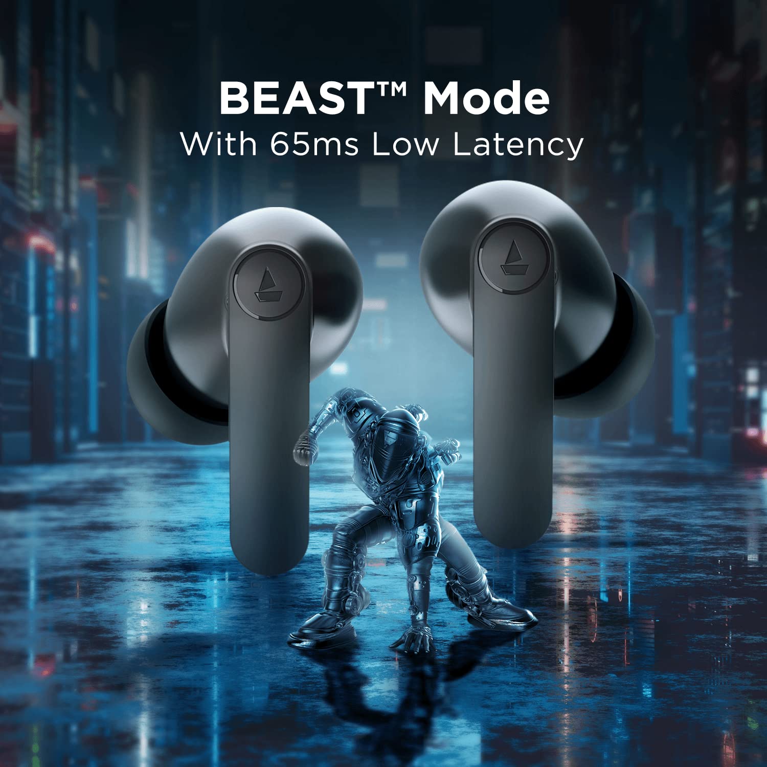 boAt Airdopes 121 PRO Truly Wireless in Ear Ear Buds w/Quad Mic ENx, Low Latency Mode for Gaming, 50H Playtime, IWP, IPX4, Battery Indicator Screen(Active Black) (OPENBOX)
