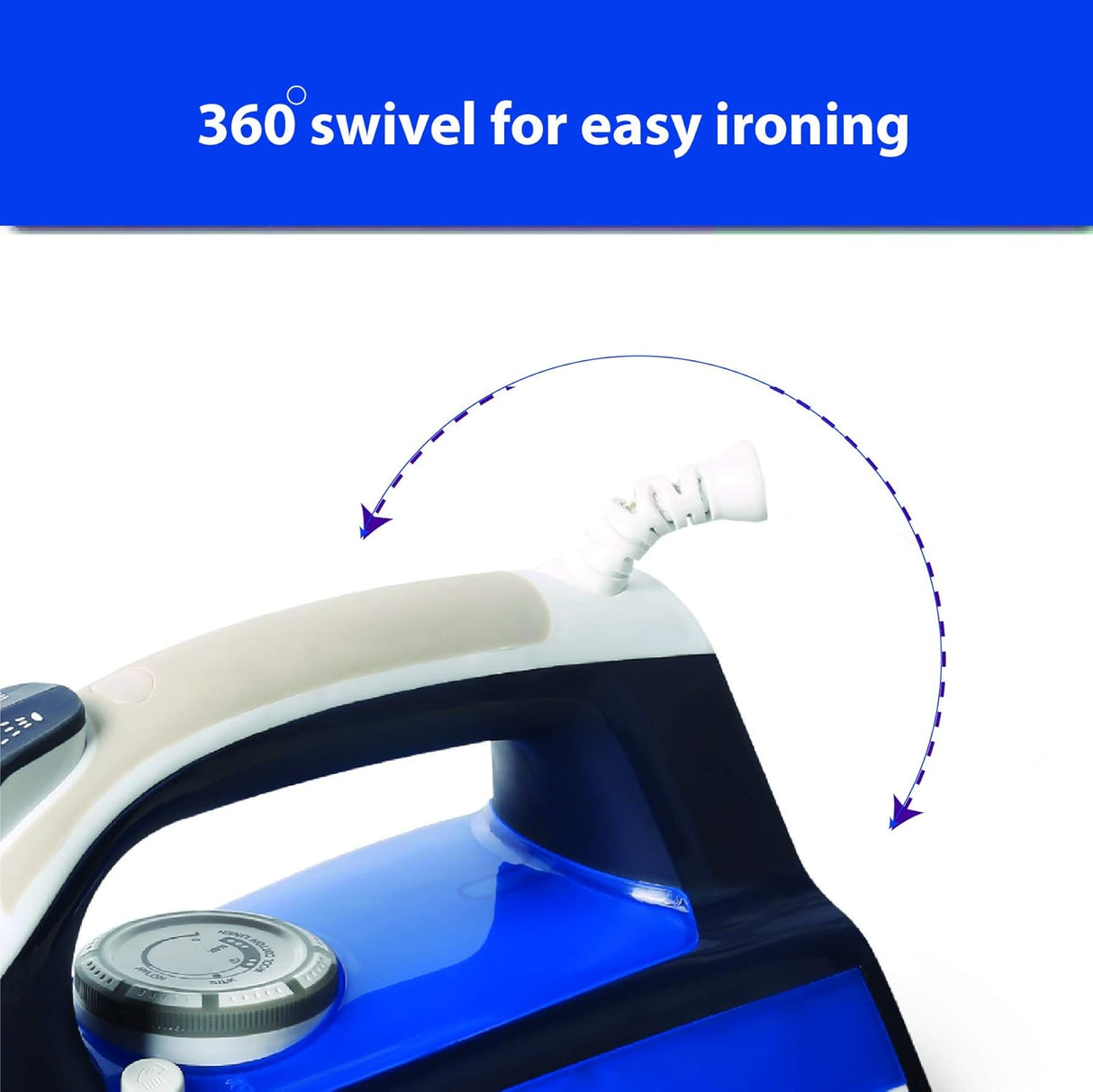 USHA Steam Pro Si 3820 Steam Iron 2000 Watts With Easy-Glide Durable Ceramic Soleplate, Powerful Steam Output From 73 Steam Vents, 280 Ml Water Tank (Blue) (OPENBOX)