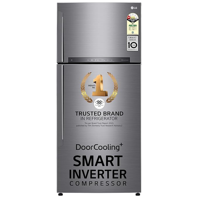 LG 475 Litres 1 Star Frost Free Double Door Refrigerator with Stabilizer Free Operation (GN-H602HLHM.APZQEBN, Platinum Silver) (OPENBOX)