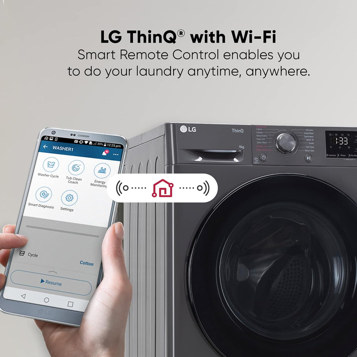 LG 9 kg Fully Automatic Front Load Washing Machine (Model: FHV1409Z4M, Black) (OPENBOX)