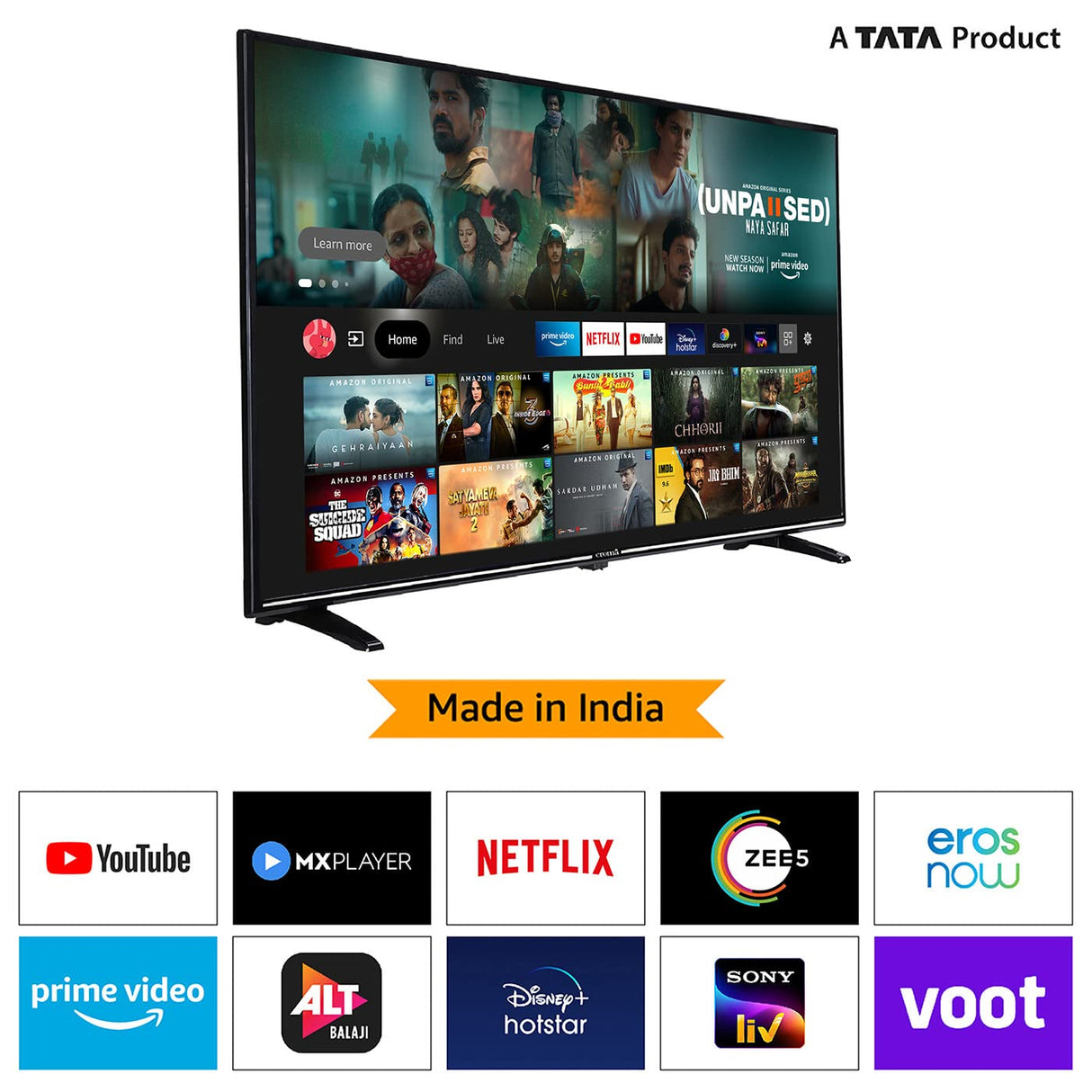 Croma 109 cm (43 inches) Fire TV 4K Ultra HD Smart LED TV (CREL7366, Black) (OPENBOX)