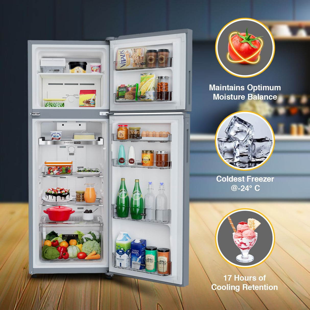 Whirlpool 235 Litres 2 Star Frost Free Double Door Refrigerator (Model: NEO DF278 PRM TSTL 2S) (OPENBOX)