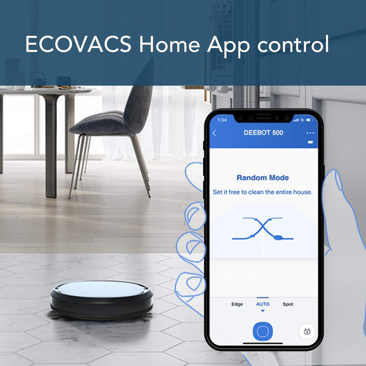 ECOVACS Deebot 500 Robotic Vacuum Cleaner with App & Voice Control, Strong Suction and Multiple Cleaning Modes, Self-Charging for Carpets & Hard Floors,work with Alexa (Black) (OPENBOX)