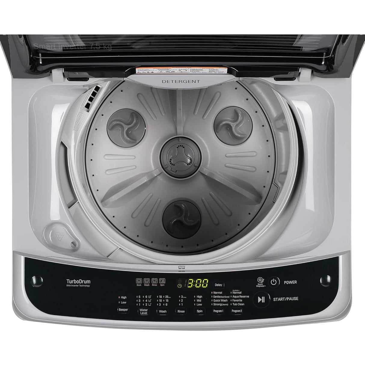 LG 7.5 kg 5 Star Inverter Fully Automatic Top Load Washing Machine (T75SKSF1Z.ASFQEIL, TurboDrum, Middle Free Silver) (OPENBOX)