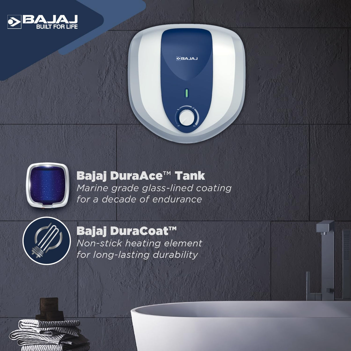 Bajaj Armour Series Pentacle 6 L Storage Water Heater For Home|5 Star Rated Geyser For Bathroom|Glass-lined Coating (OPENBOX)