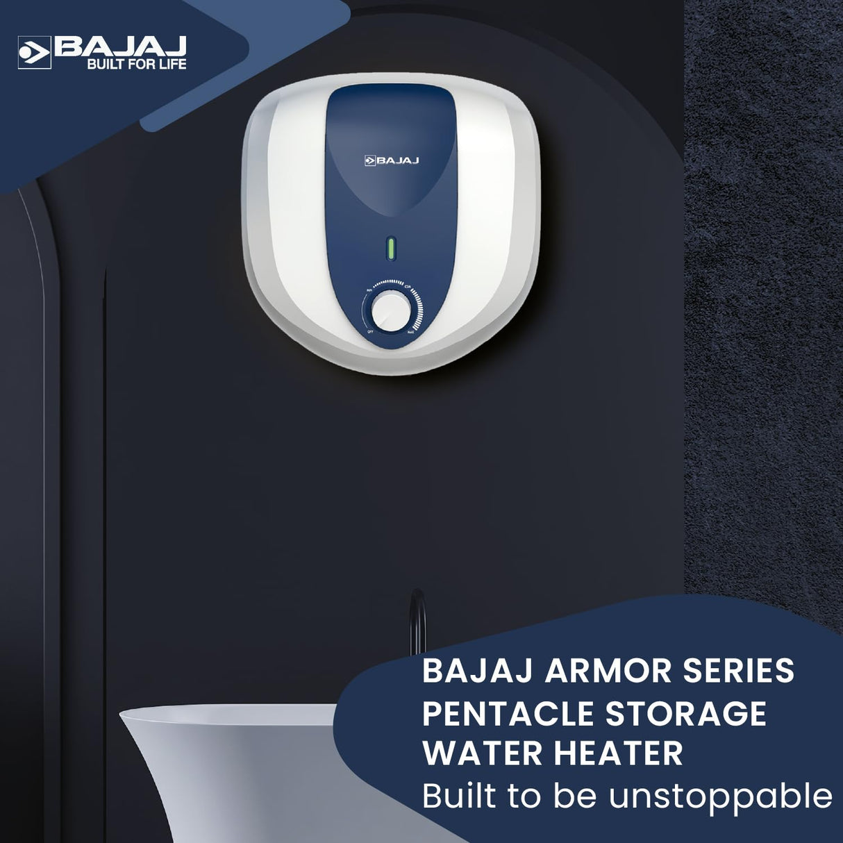 Bajaj Armour Series Pentacle 6 L Storage Water Heater For Home|5 Star Rated Geyser For Bathroom|Glass-lined Coating (OPENBOX)