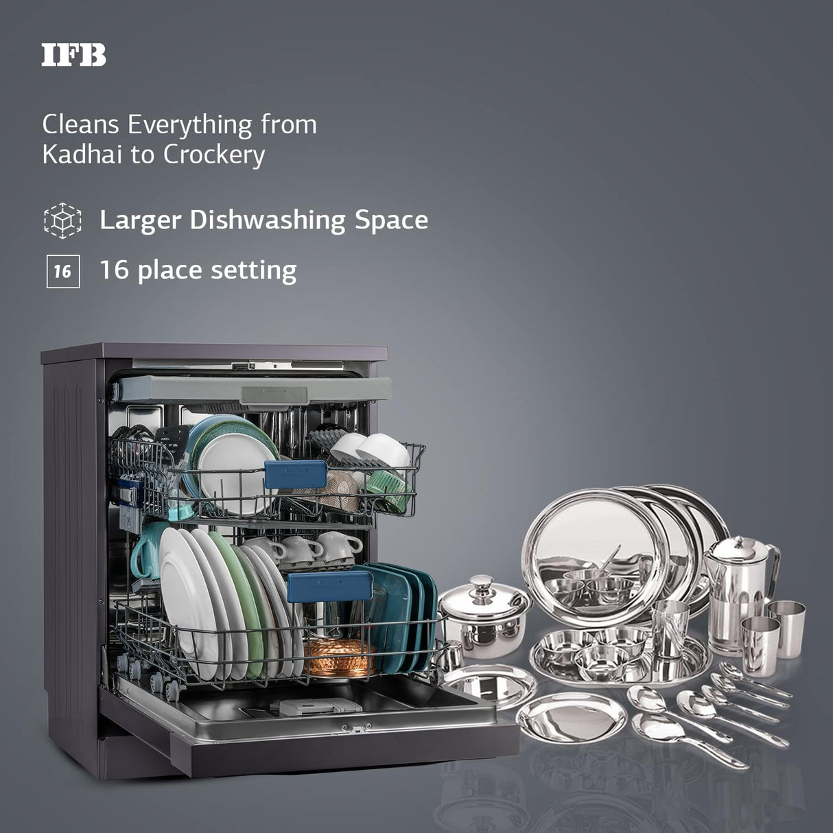 IFB Neptune VX16 Dishwasher (Inox Grey) (OPENBOX)