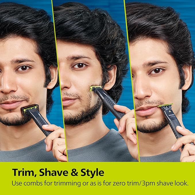 Philips One Blade Face Hybrid Trimmer & Shaver for Men| Best Zero Trim For Face| No Skin Irritation as Blade Never Touches Skin| Dual Protection Technology| Designed for GenZ|2year Warranty,QP1424/10 (OPENBOX)
