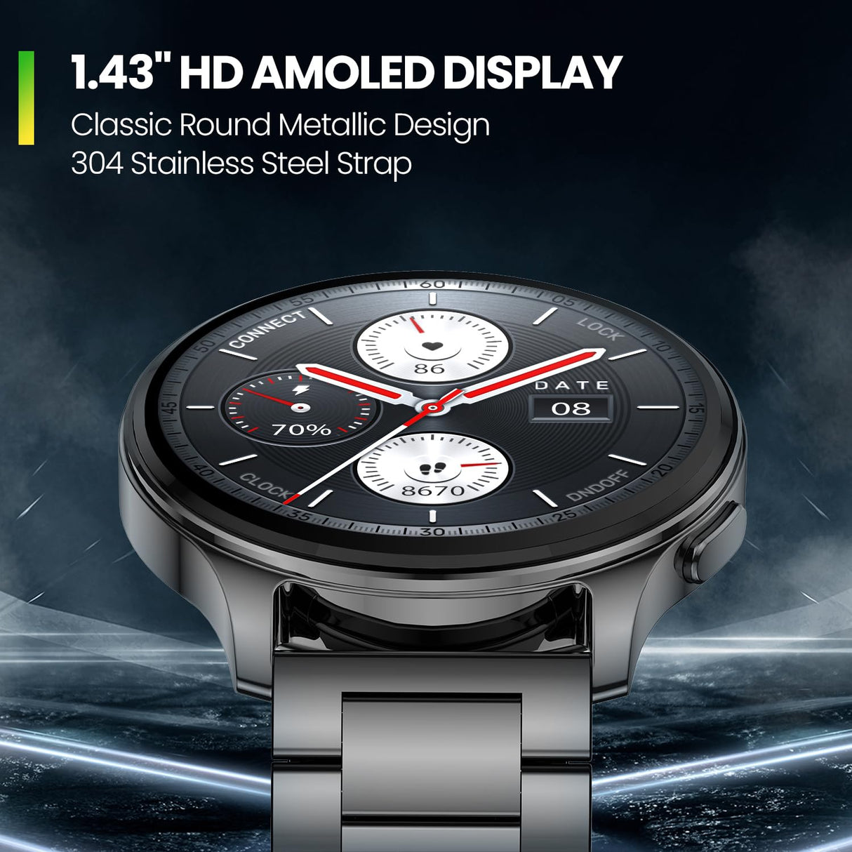 Amazfit Pop 3R Smart Watch, 1.43 AMOLED Display, Bluetooth Calling, SpO2, 12-Day Battery Life, AI Voice Assistance, 100 Sports Modes, 24H HR Monitor, Music Control (Metallic Sliver) (OPENBOX)