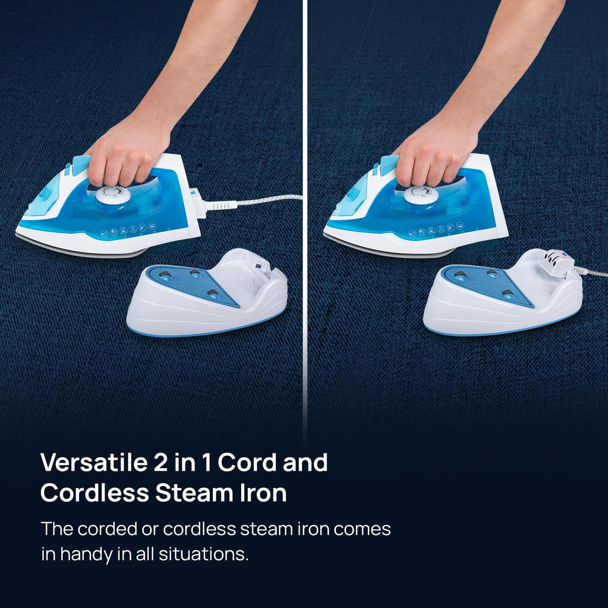 wipro Elato Gs206 2In1 Cord Plus Cordless Steam Iron|Dry&Steam Iron|1250 Watts|Scratch Resistant Ceramic Soleplate|Vertical&Horizontal Steaming|Anti Calc|Anti Drip|Autoclean Tech- OPEN BOX
