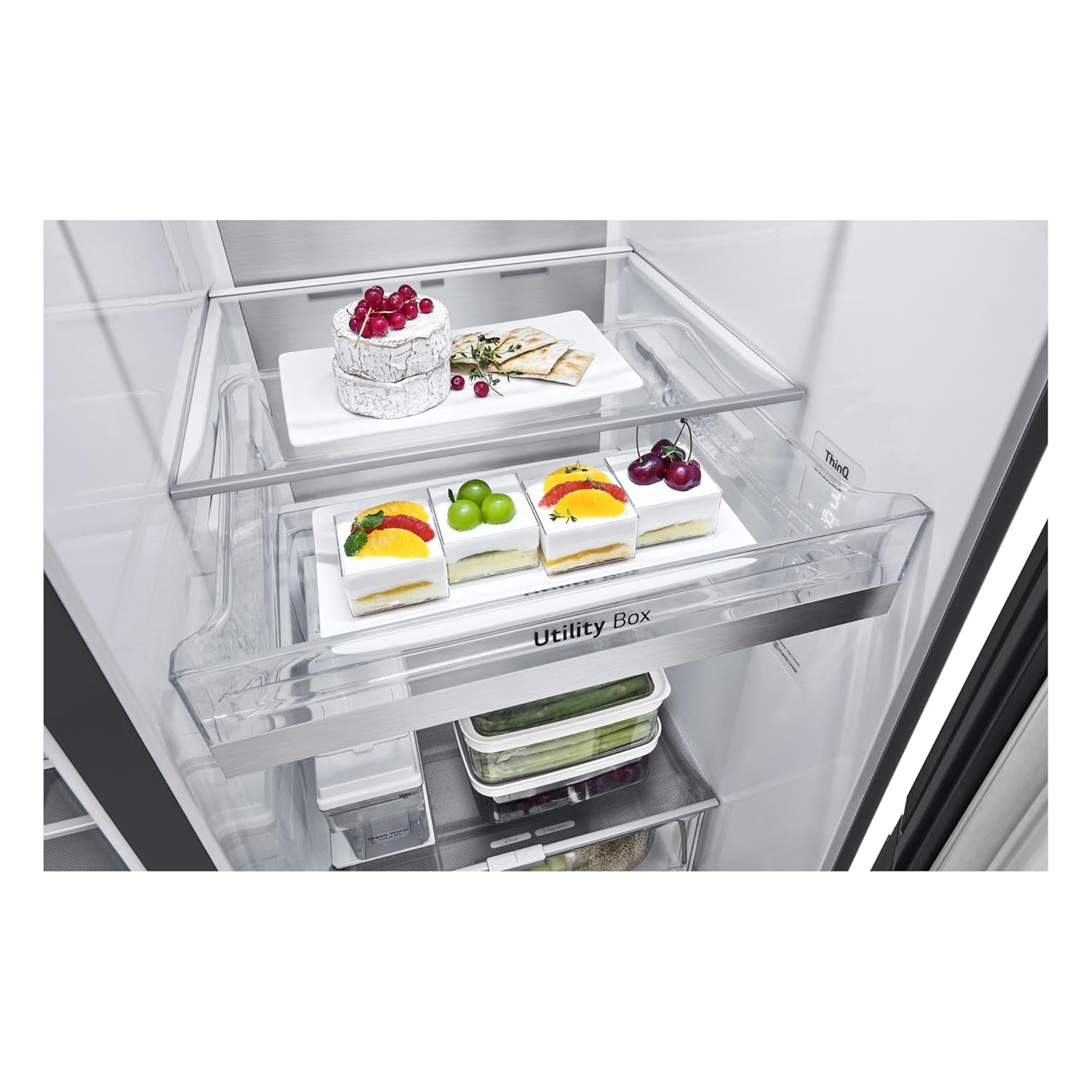 LG 630 Litres 3 Star Frost Free Side by Side Door Smart Wifi Enabled Refrigerator with Multi Air Flow (GL-X257AMC3, Matt Black) (OPENBOX)