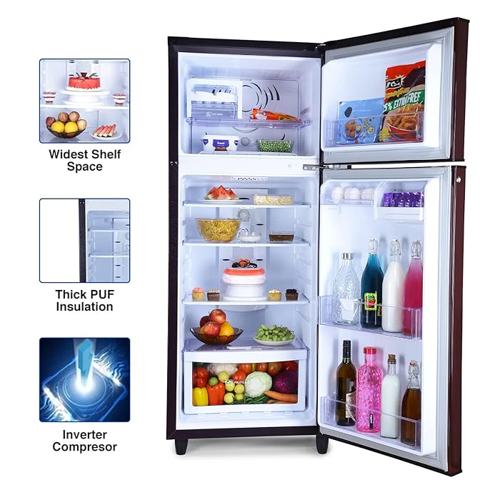 Godrej Eon 260 Litres 2 Star Frost Free Double Door Refrigerator with Uniform Cooling Technology (RT EON 275B 25 HI, Aqua Blue) (OPENBOX)