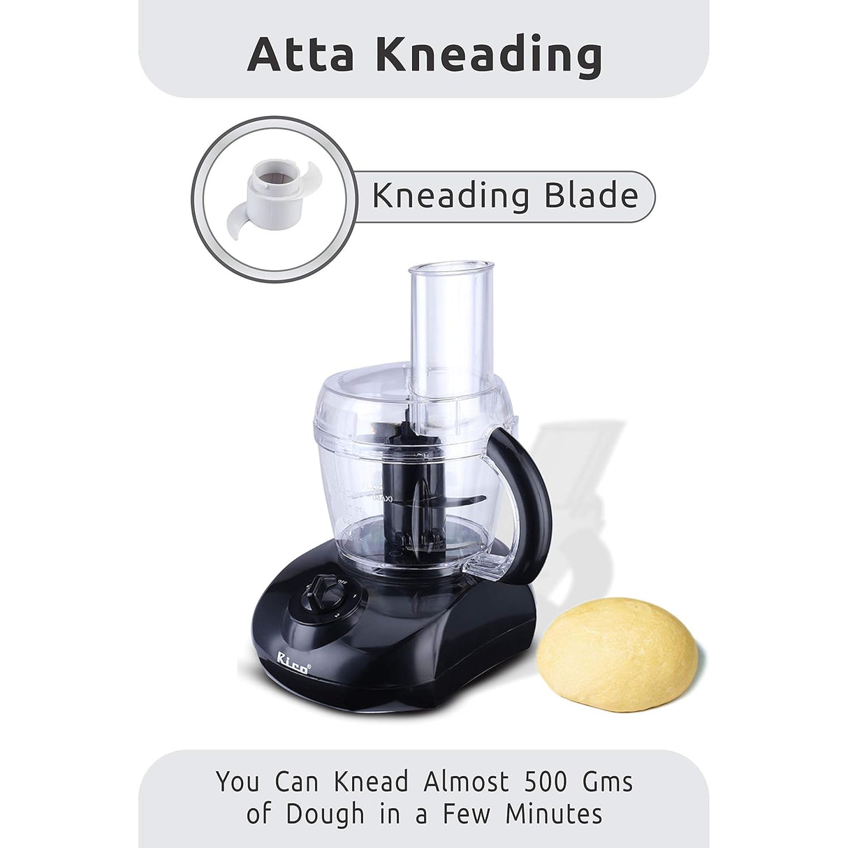 Rico KP603 400W Atta Kneader & Food Processor With Bowl, Off-white, White (OPENBOX)