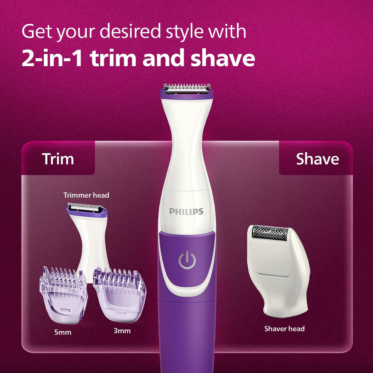 PHILIPS BRT383/15 Trimmer 180 min Runtime 3 Length Settings (Purple, White) (OPENBOX)
