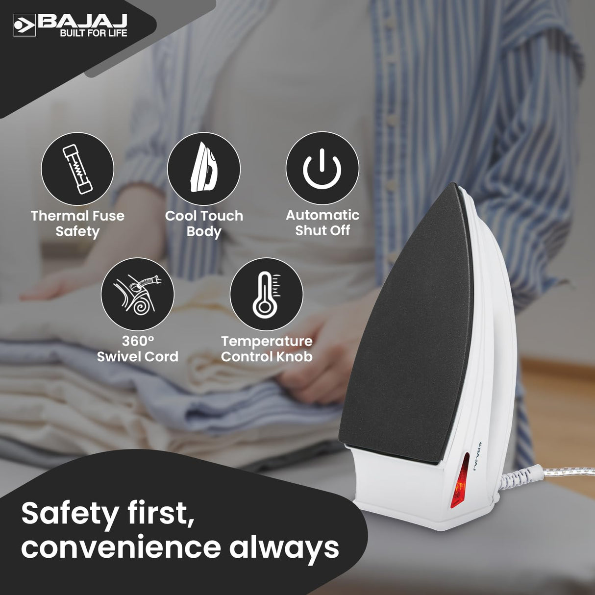 Bajaj Majesty DX6 1000-Watt Dry Iron (OPENBOX)
