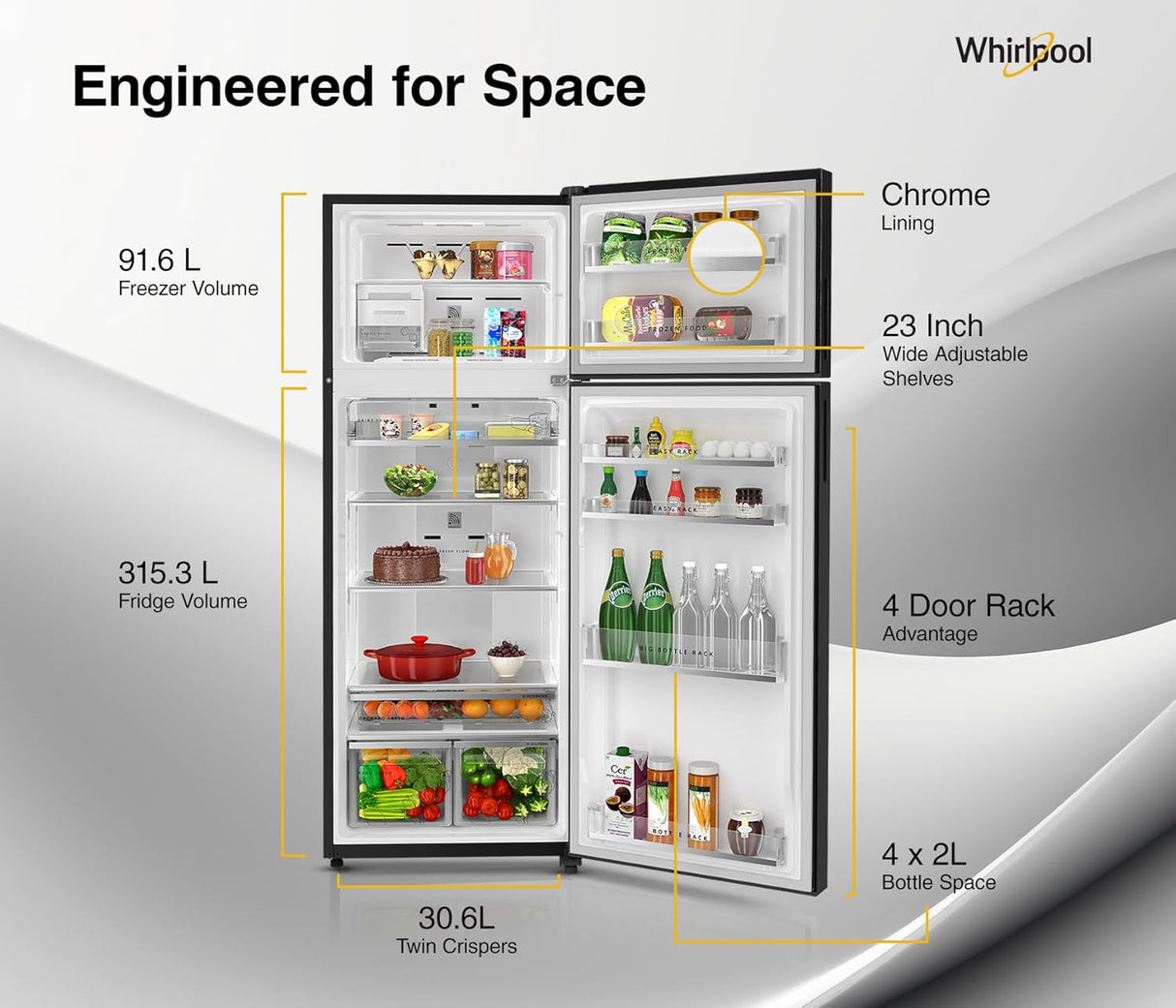 Whirlpool Intellifresh 411L 2-Star Convertible Inverter Frost Free Double Door Refrigerator (OPENBOX)