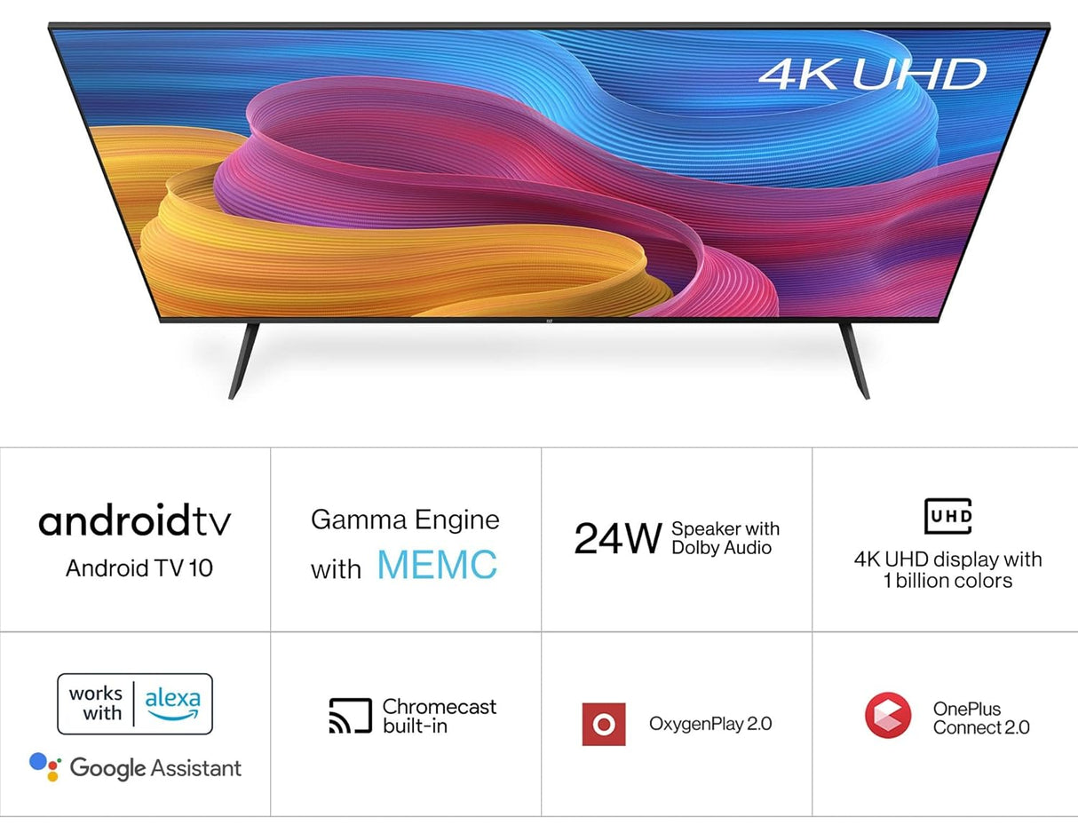 OnePlus 126 cm (50 inches) Y Series 4K Ultra HD Smart Android LED TV 50Y1S Pro (Black) (OPENBOX)