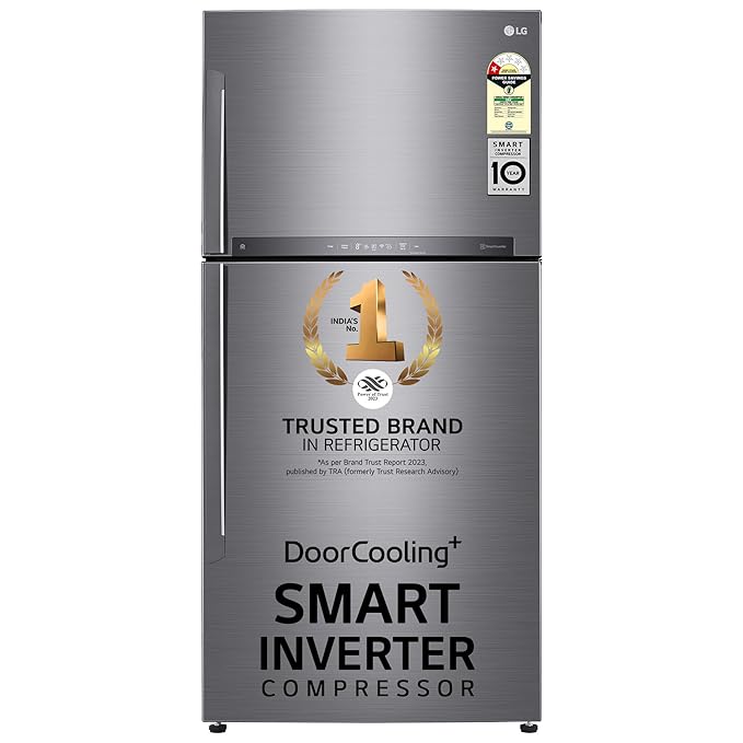 LG 592 Litres 1 Star Frost Free Double Door Refrigerator with Smart Inverter Compressor (GR-H812HLHM, Platinum Silver)