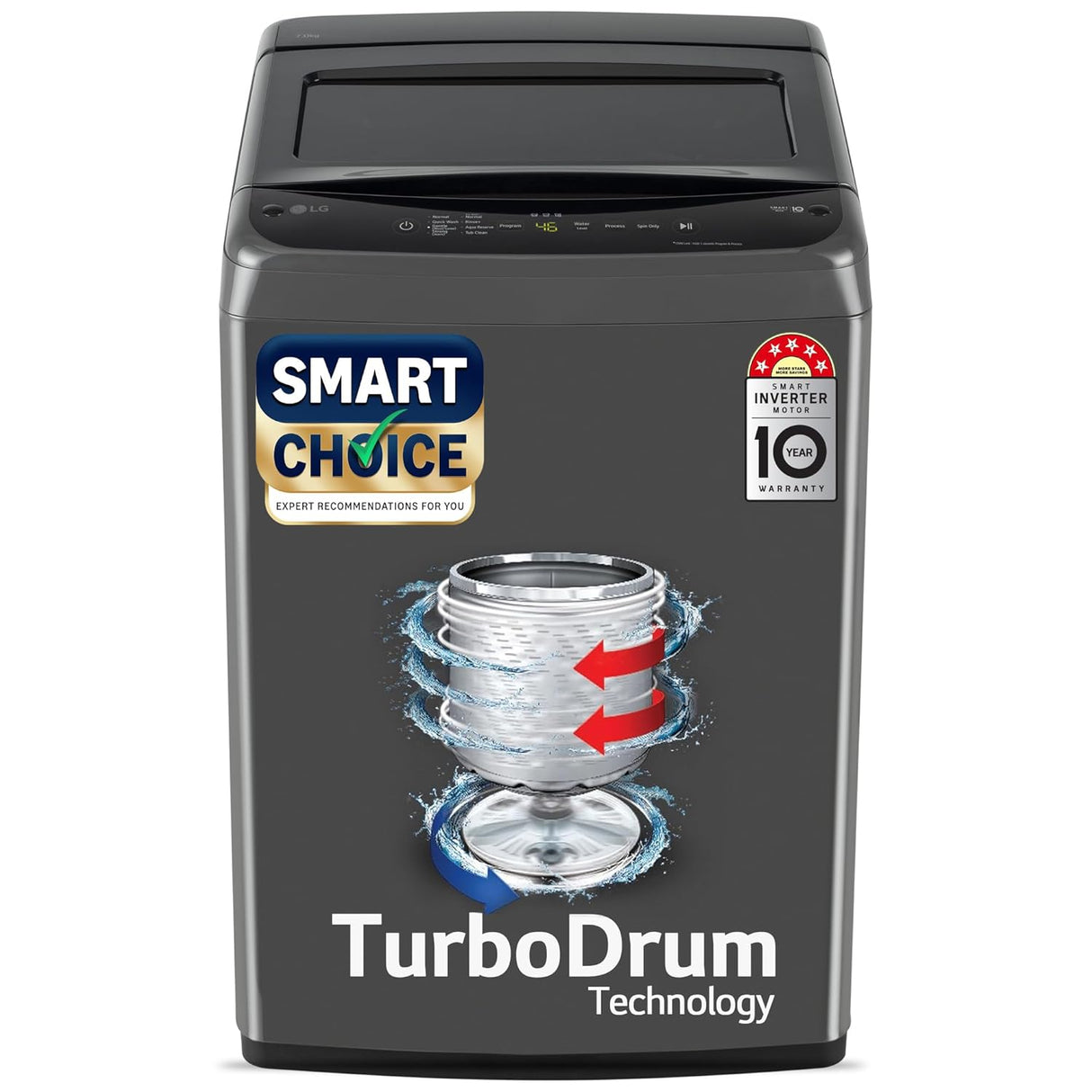 LG 7 Kg 5 Star Smart Inverter Technology Fully Automatic Top Load Washing Machine (T70VBMB1Z, Auto Prewash, Turbodrum, Stainless Steel drum, LED Display, Smart Diagnosis Middle Black)-OPENBOX