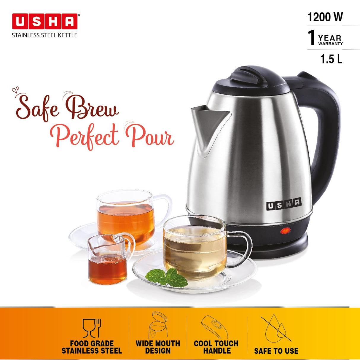USHA Kettle 1.5L SS 1200W (OPENBOX)