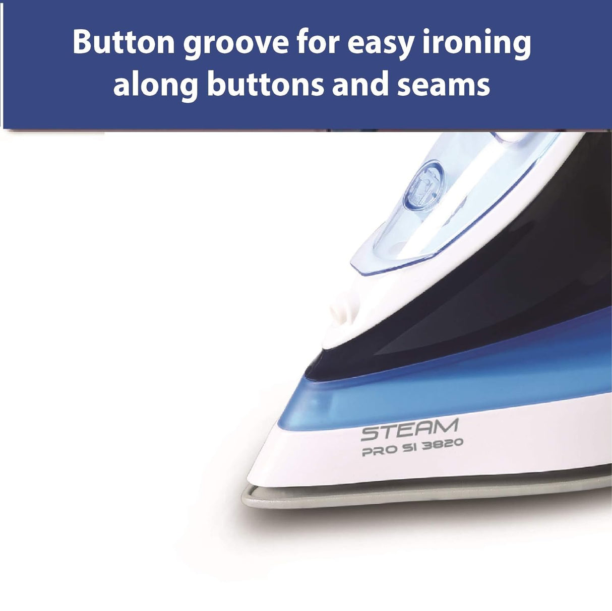 USHA Steam Pro Si 3820 Steam Iron 2000 Watts With Easy-Glide Durable Ceramic Soleplate, Powerful Steam Output From 73 Steam Vents, 280 Ml Water Tank (Blue) (OPENBOX)