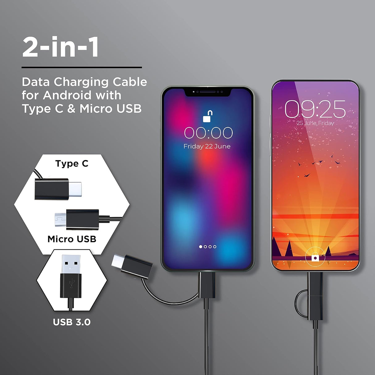 Croma 2-in-1 Cable 1.2M CRCMA0103STO12 (OPENBOX)