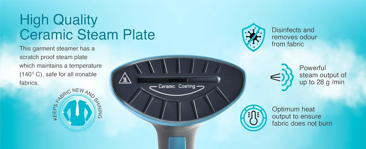 SHA Techne Direct 2000 Garment Steamer- Vertical Steaming,1600 Watts,Up to 28 G/Min Steam Output|320Ml Water Tank|Auto Shut Off After 20 Min|2 Steam Setting(White) (OPENBOX)